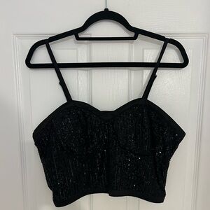 Black sparkly party top